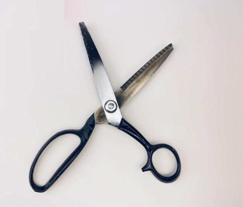 DSHARPP 9" Inches Zig Zag Scissor for Cloth Cutting and Tailoring Work-Q8 Scissors  (Set of 1, Black)