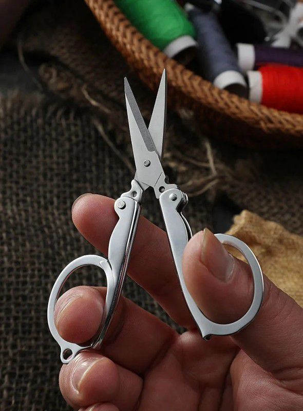 SHARPLEY Stainless Steel Folding Portable Travel Scissors Small Foldable -IX54 Scissors  (Set of 1, Silver)