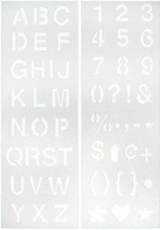 DEQUERA Creative Start Reusable Stencil, Letters, Numbers and Characters, 1