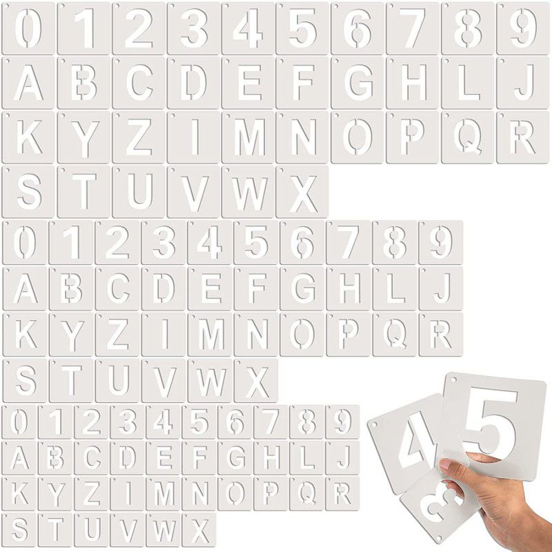 DEQUERA 108 Pieces Letter and Number Stencils Reusable Alphabet Plastic Stencils Letter Templates for Painting Wood Wall Chalkboard Fabric Rock DIY Craft Decoration Art Projects Stencil  (Pack of 1, Larger Letter Stencil)