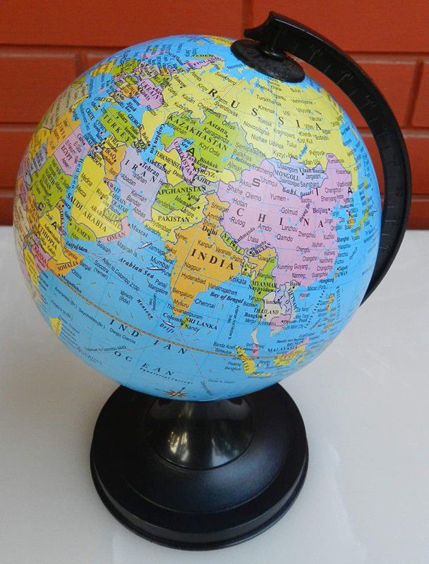 ALLURE Globe Laminated Desk Political World Globe  (12.5cms Sky Blue)