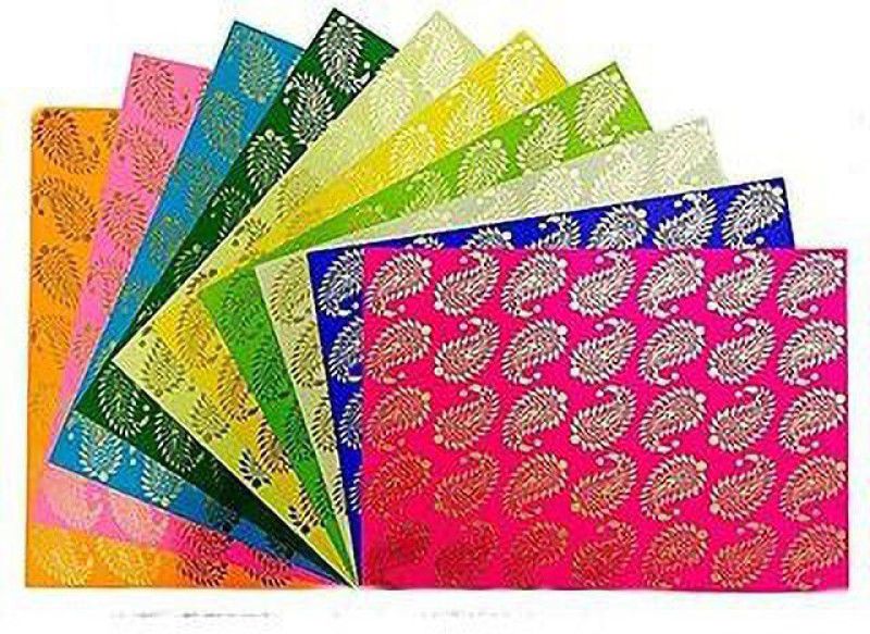 ROOTS Decorative Pre Printed Kheri Thick Designer Sheets for Origami, Scrapbooking, Hobby Crafts, Project Work and DIY A4 Sheets 180 gsm Craft paper  (Set of 10, Multicolor)