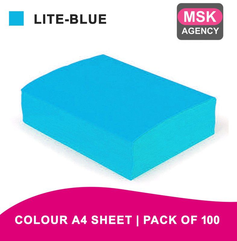 MSK MSK Light Blue Color Paper Unruled A4 85 gsm Craft paper  (Set of 1, Light Blue)