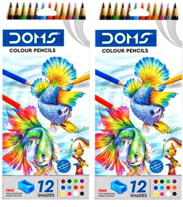 DOMS FSC 12 SHADES (Set of 02, Multicolor) Round Color Pencils Shaped Color Pencils  (Set of 12, Multicolor)