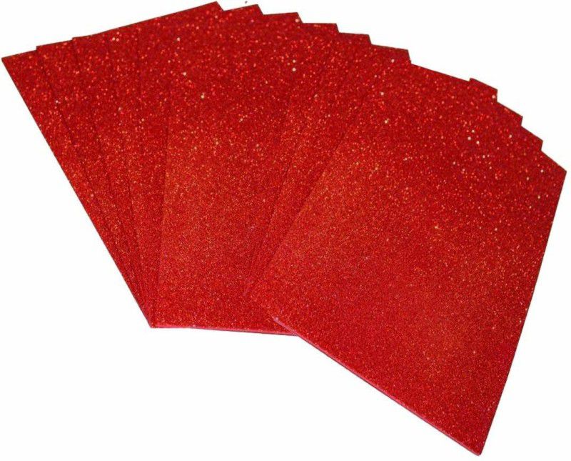 manrish A4Size Red Eva Foam Glitter Sheets for Craft,Decorations,School Projects unruled 2mm 100 gsm A4 paper  (Set of 10, Red)