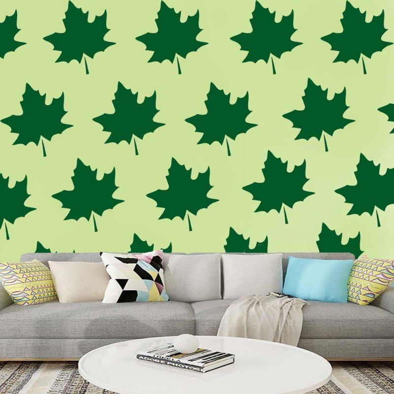 shine interiors Wall Stencils (Size 13x13 Inch)Winter Leaf Reusable Sheet. Leaf Stencil  (Pack of 2, Nature)