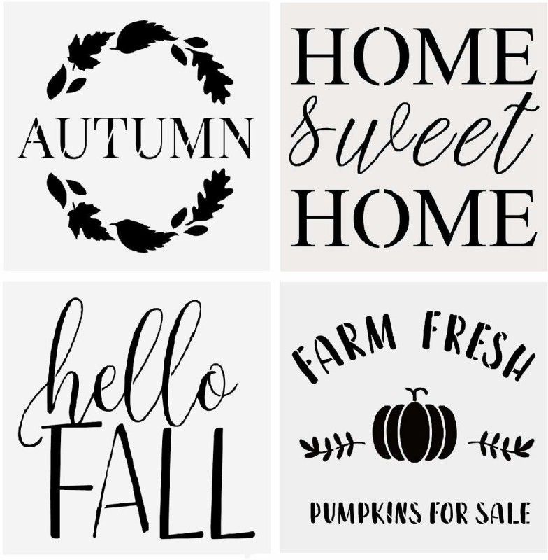 DEQUERA 4 Pcs Autumn Fall Thanksgiving Pumpkin Stencils for Painting on The Wood Wall, P aint Wood Sign for Front Door, Perfect Yard Art Fall Decor for Your House（10