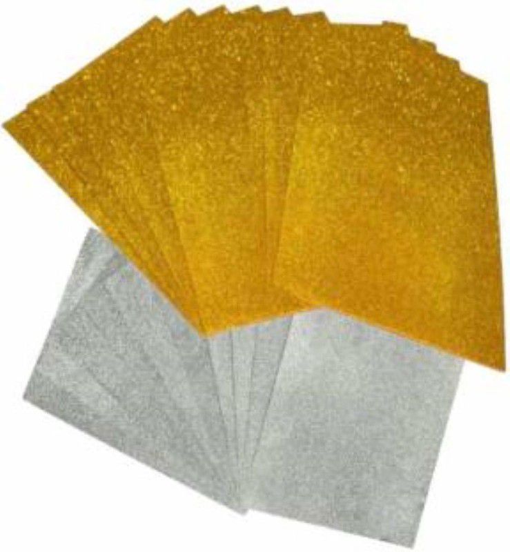manrish A4Size Golden & Silver Eva Foam Glitter Sheets for Craft,Decorations,Projects unruled 2mm 100 gsm A4 paper  (Set of 10, Golden, Silver)