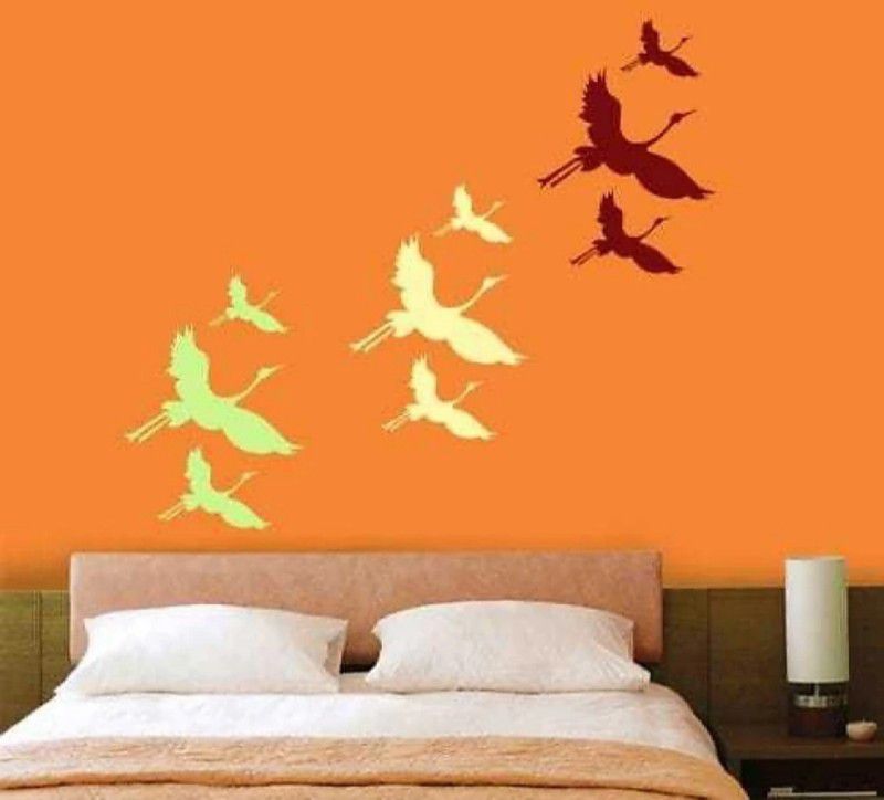 Nnk Decor Size: (16 x 24 Inches) Flying Birds Wall Stencil Painting for Home Decor AD1820 Wall Stencil Stencil  (Pack of 1, Birds)