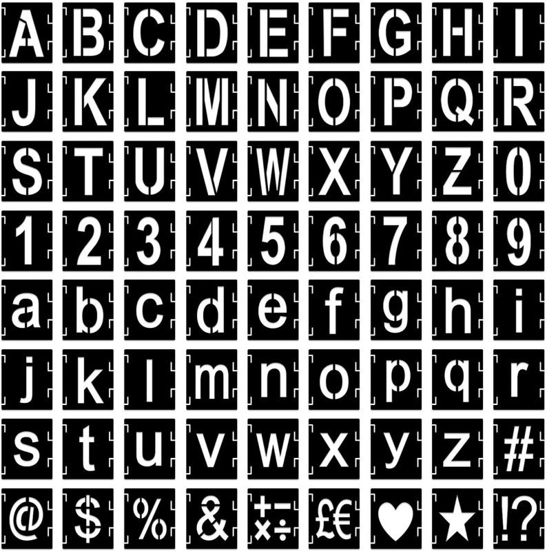 DEQUERA Letter Stencils, Symbols Numbers Craft Stencils 4 Inch, 72 Pcs Reusable Alphabet Stencils, Interlocking Letters Template Kit for Painting on Wood, Wall, Rock, F abric, Sign, DIY Art Projects Stencil  (Pack of 1, Larger Letter Stencil)