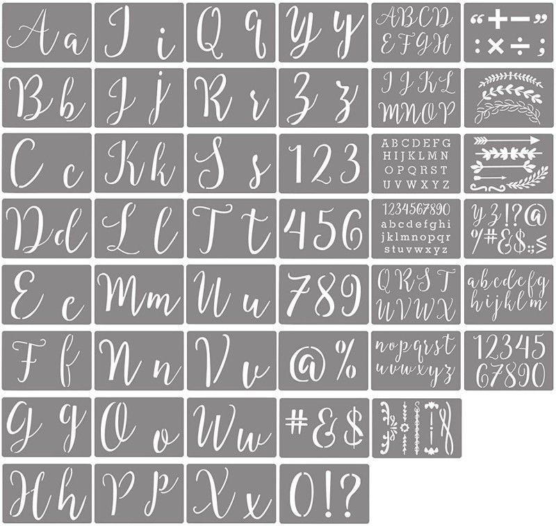 DEQUERA Letter Stencils for Painting on Wood,45 Pcs Large Alphabet Stencil Templates wit h Numbers and Signs,Reusable Plastic Letters and Numbers Stencil Set for Wood Wa ll Fabric and DIY Crafts Stencil  (Pack of 1, Larger Letter Stencil)