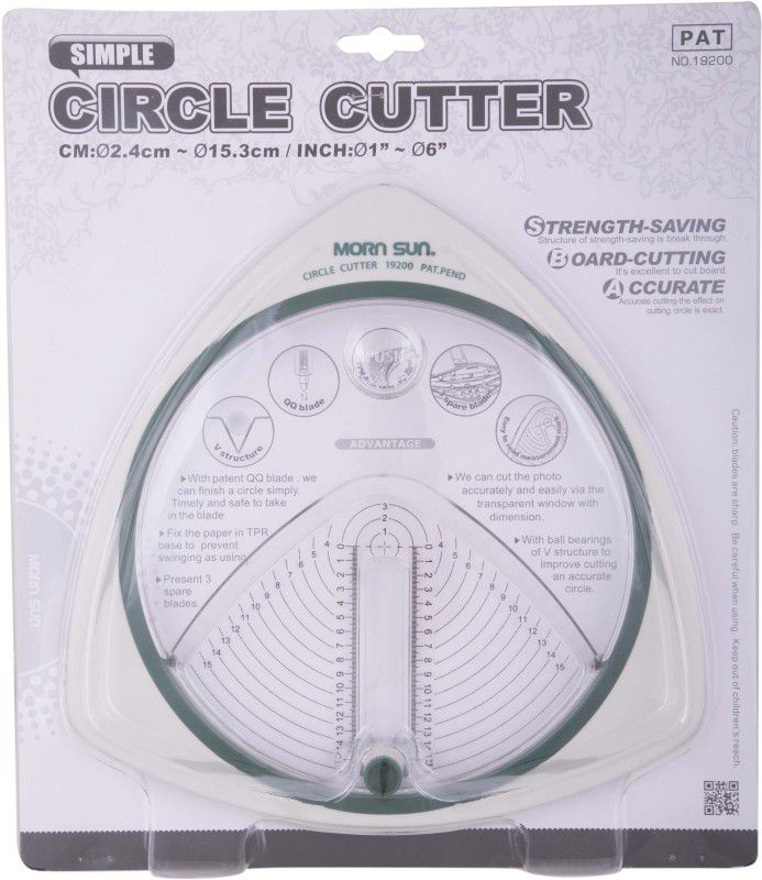 Morn Sun Circle Plastic Grip Hand-held Paper Cutter  (Set Of 1, White, Green)