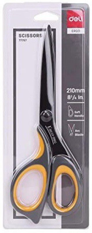 Deli W77757,Stainless Steel Sharp Scissors, Multipurpose Scissor, Art Craft Scissors Scissors  (Set of 1, Grey, Orange)