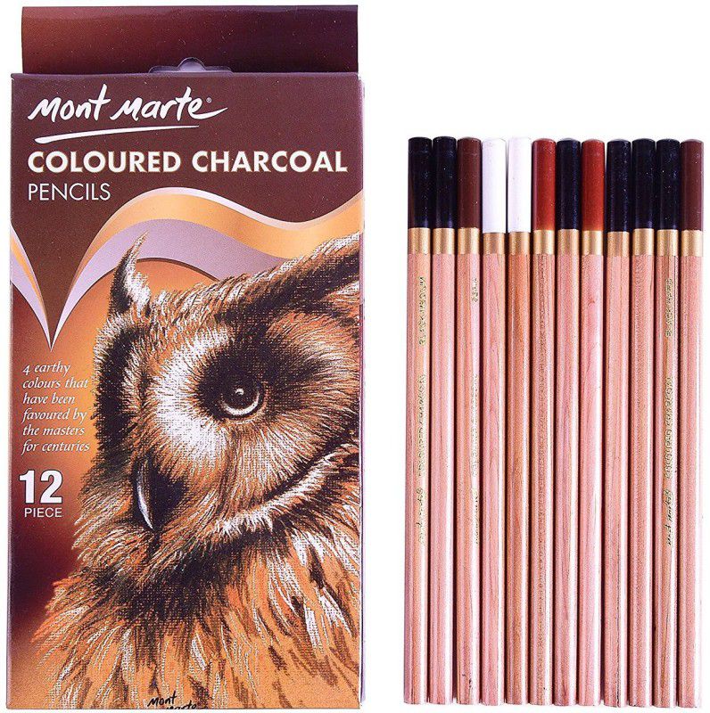 Skywalk Charcoal Pencils Round Shaped Color Pencils  (Set of 12, Multicolor)