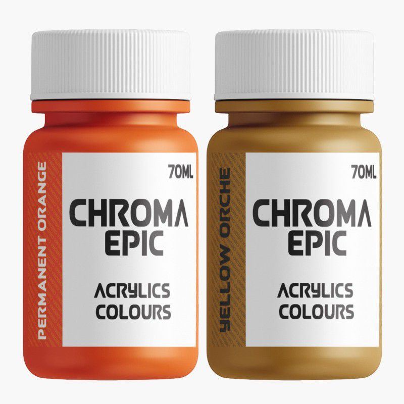 chroma Epic - Permanent Orange, Yellow Orche - 70ml Acrlic paint  (Set of 1, Permanent Orange, Yellow Orche)