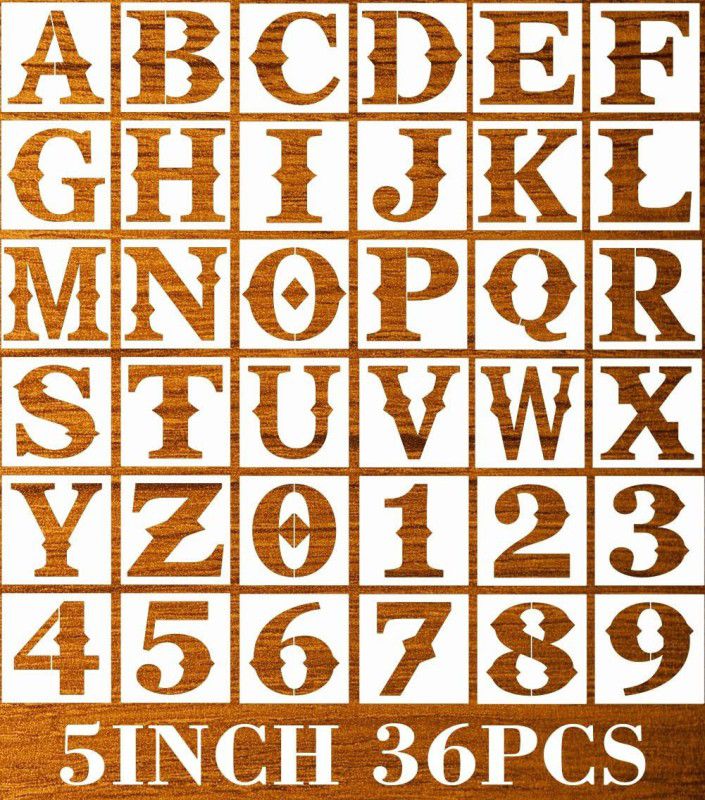 DEQUERA 5 Inch Letter Stencils Alphabet Stencils Reusable Stencil Letters Numbers Stenci ls for Painting on Wood Walls Porch Fabric Art Crafts Wall, Paint Wooden Signs, Thanksgiving, DIY Home Yard Décor Stencil  (Pack of 1, Larger Letter Stencil)