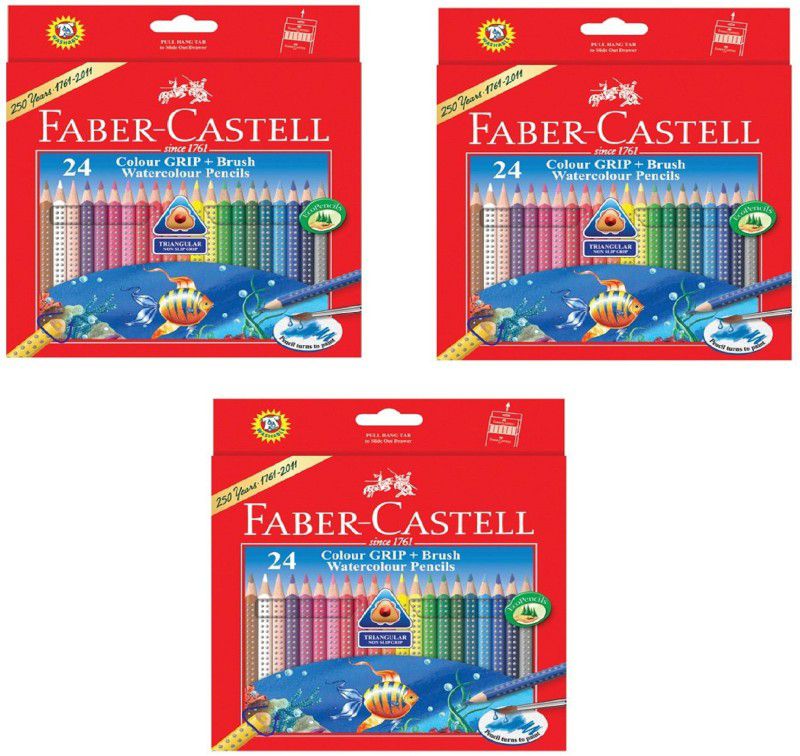FABER-CASTELL 1,2,3,4,5.... tringular Shaped Color Pencils  (Set of 3, Multicolor)