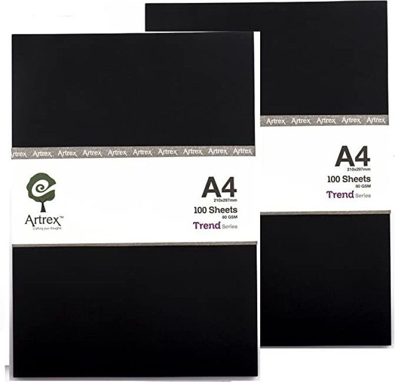 ARTREX Trend A4 Color Paper Trend Black 80 GSM 100 Sheets (Pack of 2) A4 80 gsm Coloured Paper  (Set of 2, Black)