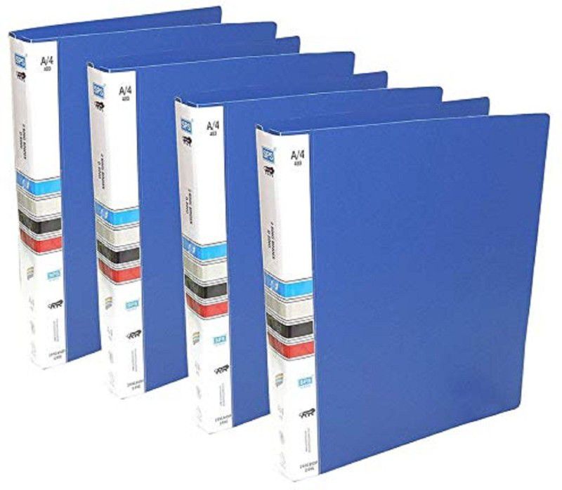 SHUANG YOU plastic 2D A4 Ring Binder Box Board File for Documents, Projects & Certificates  (Set Of 4, Blue)