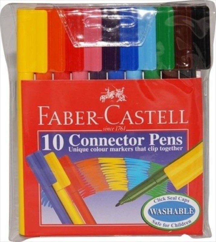 FABER-CASTELL 153010 10 Connector Pens Shaped Color Pencils  (Set of 3, Multicolor)