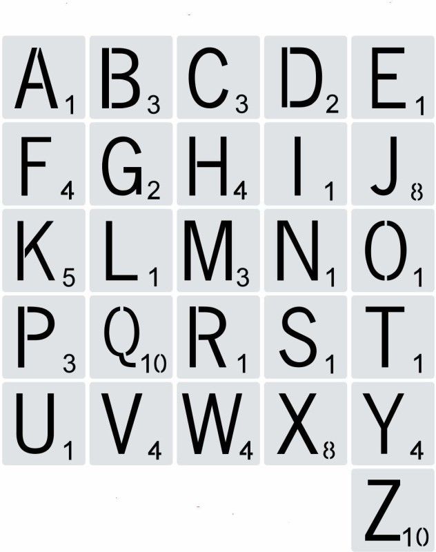 DEQUERA 26 Pack Scrabble Tile Stencil Letters Alphabet Stencils, Template for Furniture Decoration DIY Projects Such as Wood, Fabric, Paper, Rock and Wall Art, Reusable … (3x3 inch) Stencil  (Pack of 1, Larger Letter Stencil)