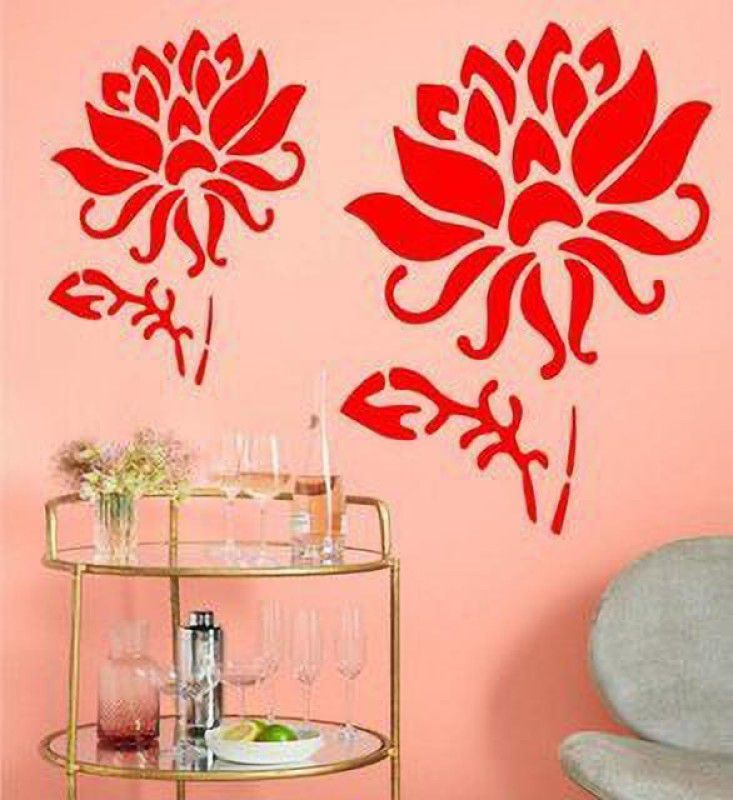 Real Trigon RT079 Wall Décor 12X16 Inch Stencil  (Pack of 1, Floral)