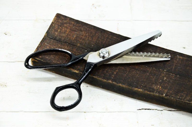 DSHARPP 8" Inches Zig-zag edge scissor Craft Cut Triangle Edge Pinking Shears-L9 Scissors  (Set of 1, Black)