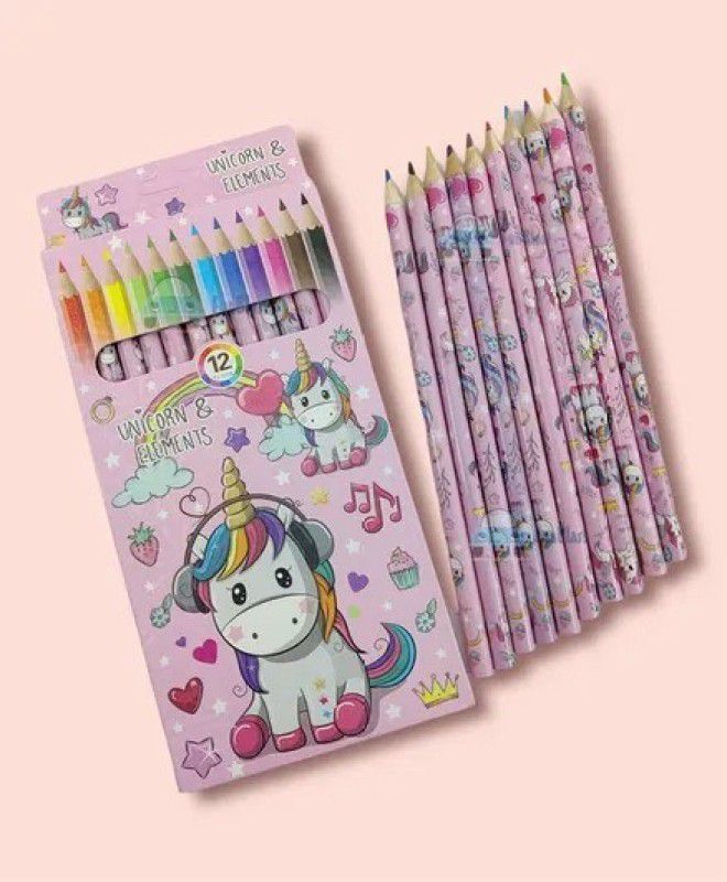 Ridhi Sidhi Unicorn Art and design Round Shaped Color Pencils  (Set of 12, Multicolor)