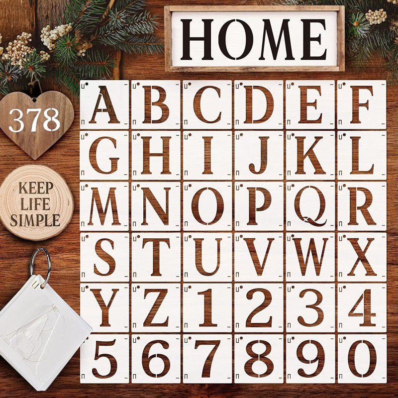 DEQUERA 3 Inch Letter Stencils Numbers Stencils Reusable Alphabet Templates Interlocking Stencil Kit for Painting on Wood Wall, Paint Wooden Signs, Thanksgiving, DIY Home Yard Décor Stencil  (Pack of 1, Larger Letter Stencil)