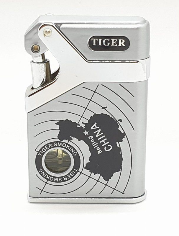 Ganapati First Quality Beautifully Designed Wind-Proof Tiger TW680 Cigarette Lighter Pocket Lighter Pocket Lighter  (silver)