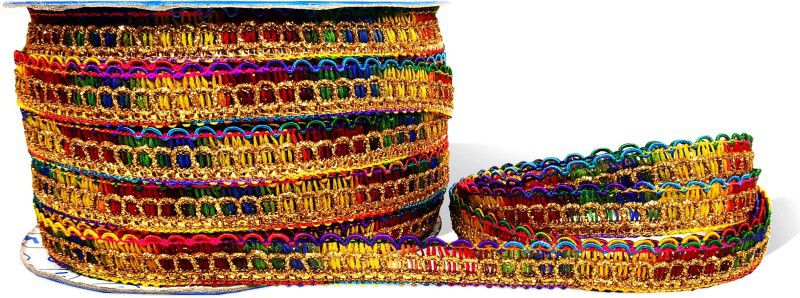 Adhvik CWG0390 (1cm X 18 Mtr) Multicolor Boxes Gota For Saree, Suit, Lehenga, Dress Designing Lace Reel  (Pack of 1)