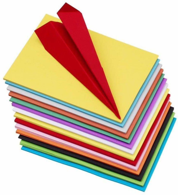 7Q7 Colored Unruled A4 80 gsm Coloured Paper  (Set of 100, Multicolor)