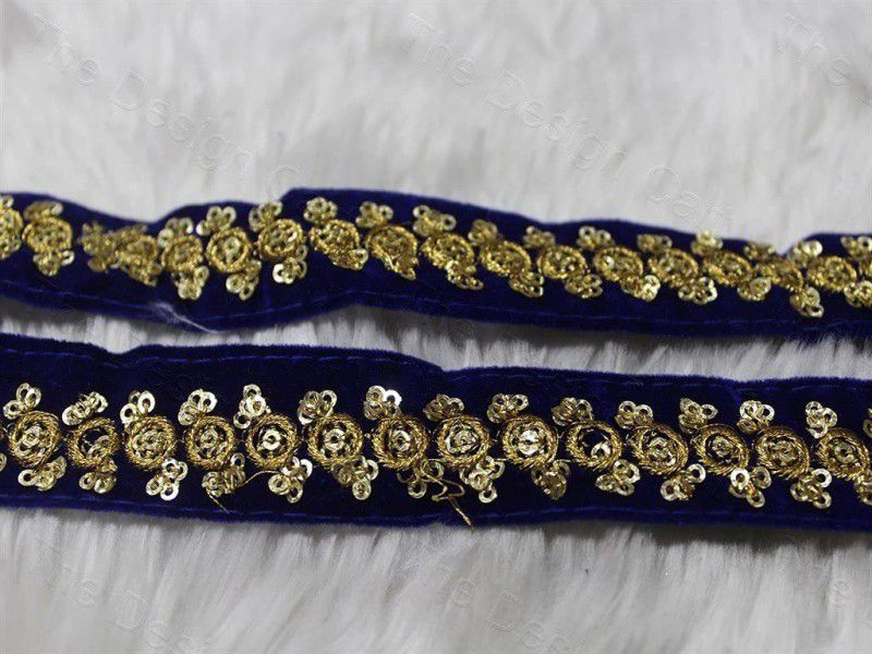 CMHOWLITE Royal Blue Sequins & Golden Thread Embroidered Border, Package of 9 metres,Width 1 inch (2.54 cms) for Women Ethnic Dress, Blouse, Table Cloth, Sarees Lace Reel  (Pack of 1)