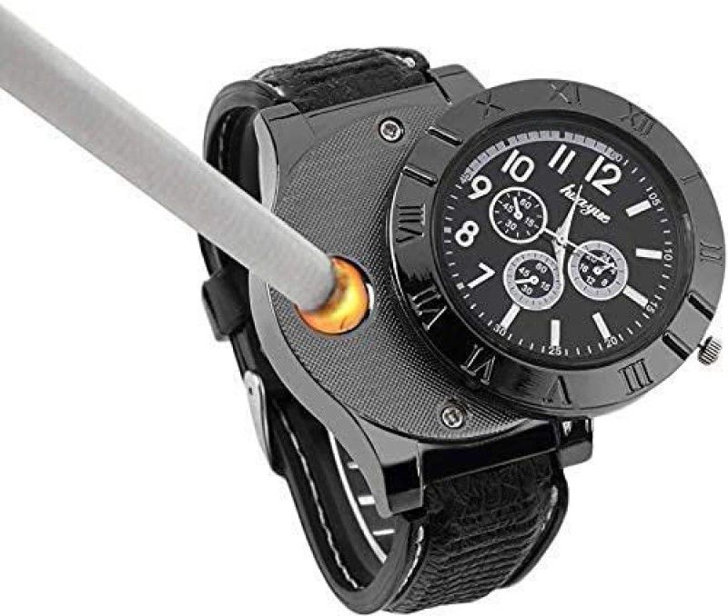 FD1 Flameless and Wind Proof 2 in 1 Multipurpose Lighter Watch Pocket Lighter  (Black)