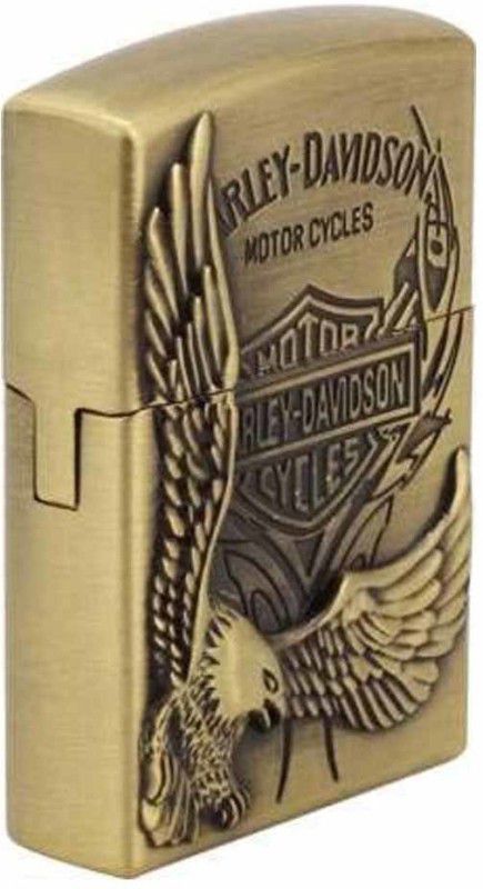 Crokroz Premium Refillable Metal Essential Harley Davidson Gold Pattern Pocket Lighter  (Gold)