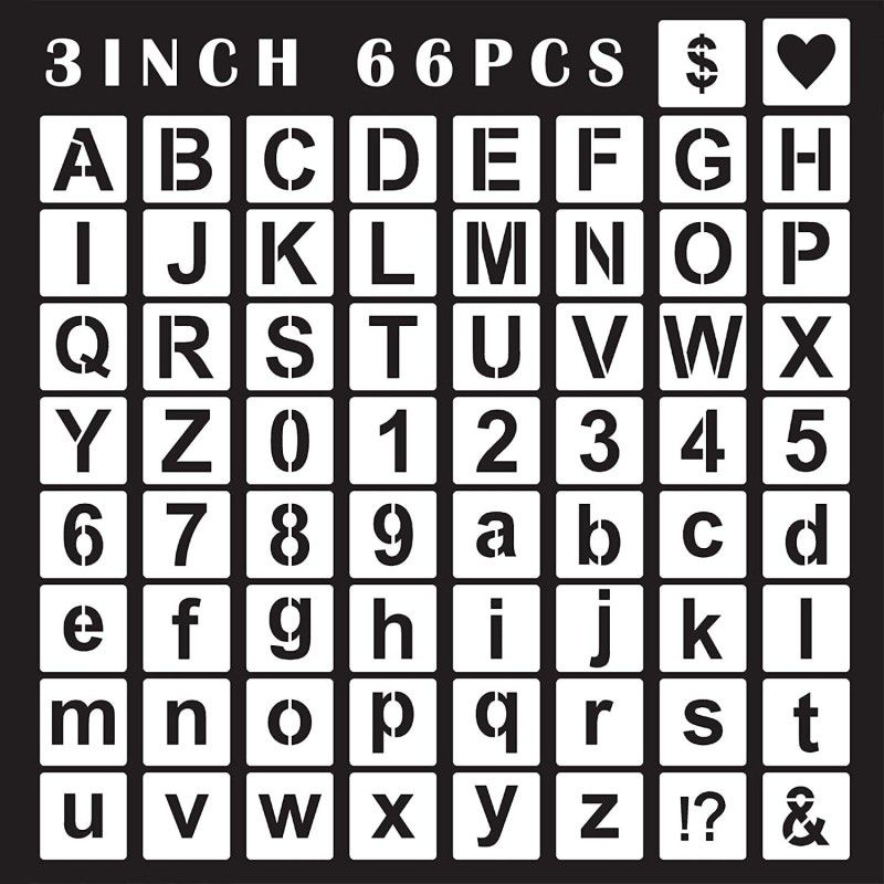 DEQUERA Letter Stencils Interlocking Stencils 4 Inch, 66Pcs Numbers Stencils Reusable Al phabet Stencils Templates for Painting on Wood, Wall, Fabric, Rock, Chalkboard, Signage and DIY Art Projects Stencil  (Pack of 1, Larger Letter Stencil)