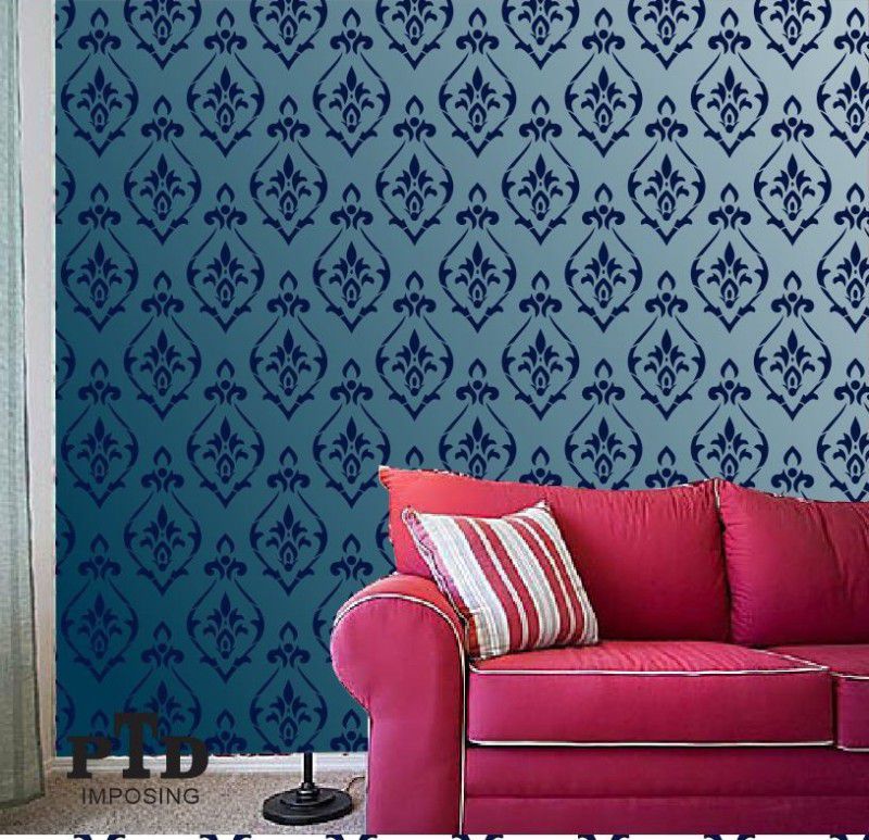 PTD imposing Damask wall painting stencils for home decoration, Reusable and washable stencil ( pack of 1) (9 x 15 inch) Wall stencils Stencil  (Pack of 1, Wall design, Damask)