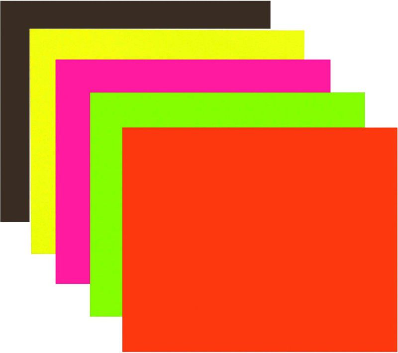MM WILL CARE Each Colors 2 Pcs unruled 22 X 28 Inch 120 gsm Coloured Paper  (Set of 10, RED, GREEN, PINK, YELLOW AND BLACK)