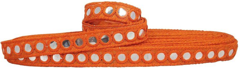 De-Ultimate CWG0345 (9mtr & Width:2cm) Orange Gota Kinari Thread Sitara Patti Trim Saree Border Lace Reel  (Pack of 1)
