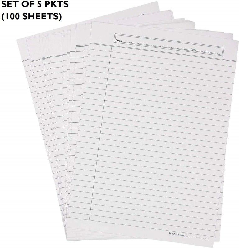 Sachi One Side Ruled Other Side Blank White Interleaf A4 120 gsm, 130 gsm A4 paper  (Set of 5, White)