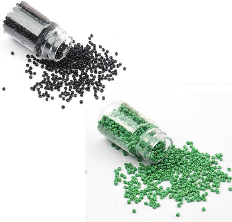 AN Sunshine 100 Gram Seed Beads Black Green Black Green Beads  (100 g)