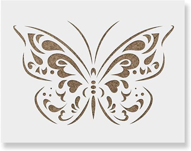 IVANA'S Art & Craft Mylar Stencil for Crafts and Decorations Size - 12" x 12" Inch USA12x12-12 Butterfly Stencil Stencil  (Pack of 1, Reusable DIY Art and Craft Stencil)