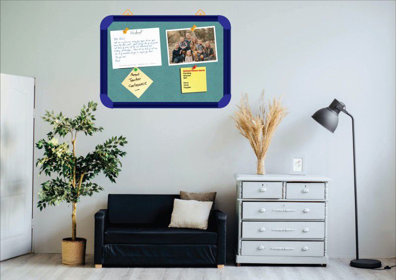 WRITING AND DISPLAY Pin-up display board 3*2 feet, BLUE ALLUMINIUM(SPEARMINT)pin up board CORK Bulletin Board  (SPEARMINT)