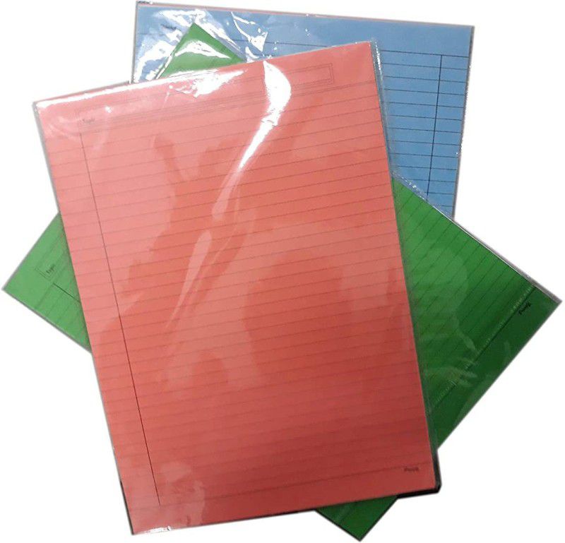 SHARMA BUSINESS A4 ruled A4 90 gsm Project Paper  (Set of 3, Red, Blue, Green)