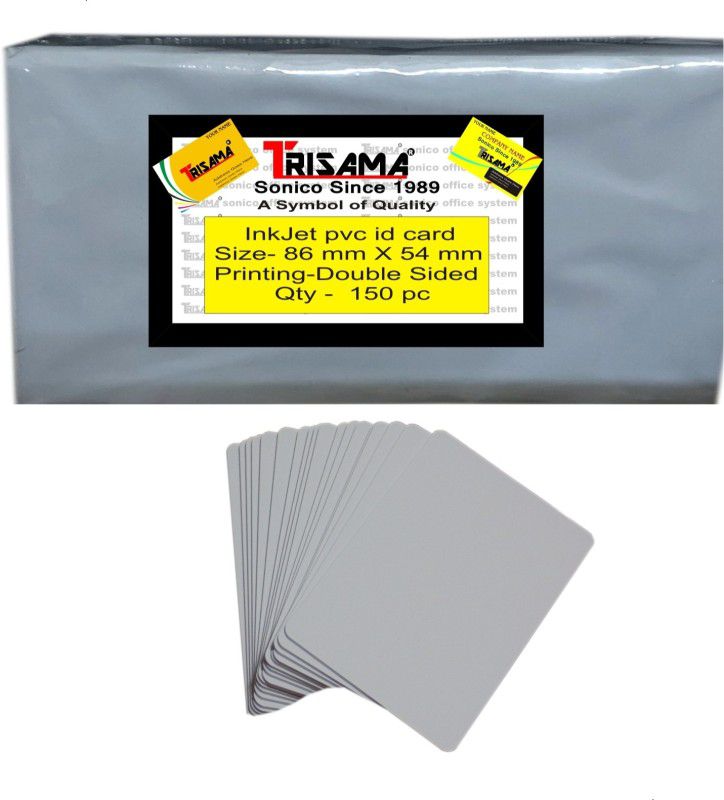 TRISAMA PVC Blank ID cards Unluled 86mm x 54mm 70 gsm Inkjet Paper  (Set of 150, White)