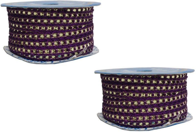 Adhvik CWG0115-005 Set Of 2 (20 Mtr Roll and 0.6cm Width) Purple Goli Trap Gota Trim Laces and Borders for Bridal Ethnic Dresses Suits Sarees Falls Lehengas Embellishment Clothes Apparels Sewing Decorations Arts and Crafts Lace Reel  (Pack of 2)