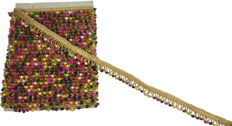 Airtick (8mtr & Width:2cm) Multicolor Gota Kinari Latkan Jhaalar Saree Suit Trim Border for Bridal Dresses Suits Sarees Falls Lehengas Embroidery Designing Embellishing Lace Reel  (Pack of 1)