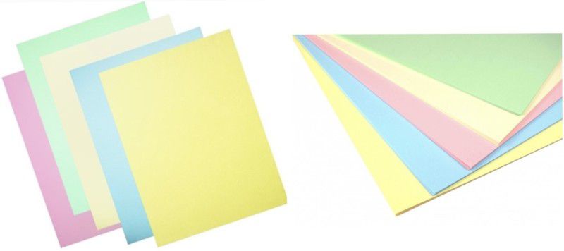 Oddy Double Sided 200 pc Pastel Color Paper, 4 COLORS UNRULED, PACK OF 2, TOTAL - 200 SHEETS A4 75 gsm Coloured Paper  (Set of 2, Yellow, Blue, Pink, Green)