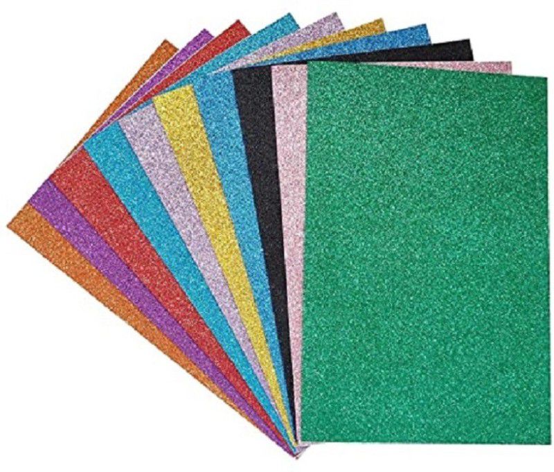 Eclet A4-10 Sheet Glitter Non Adhesive Sheets (A4 Size) Art & Craft paperGlitter Sheet Paper(Colour Sheet) for Craft,Multicolor A4 200 gsm Drawing Paper  (Set of 100, Multicolor)