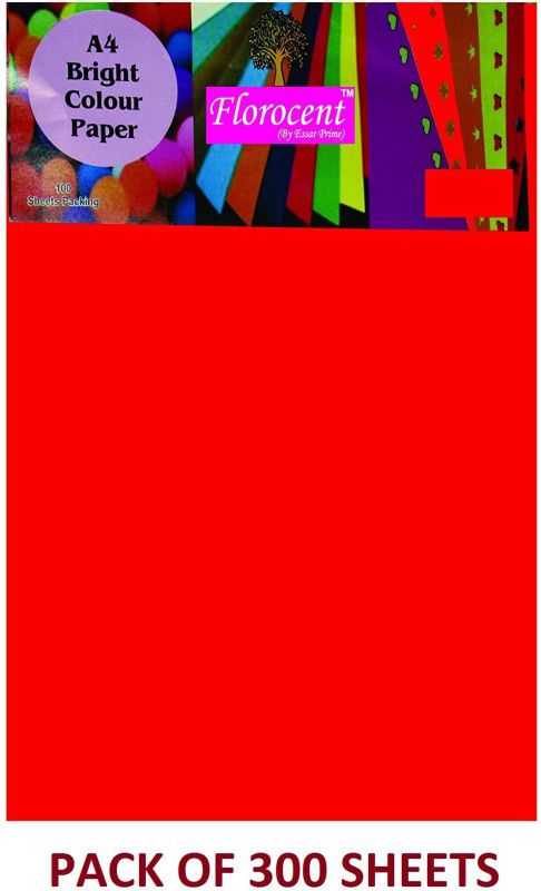 Krux Unrulled A4 Coloured Paper Unruled A4 80 gsm Coloured Paper  (Set of 3, Red)